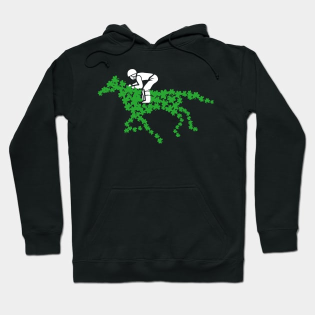 Race Horse Shamrock with Jockey Horse Funny lucky racing lover Hoodie by Artstastic